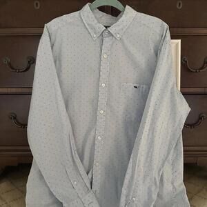 Vineyard Vines Tucker Classic Fit Blue Shirt with red and blue dots XL